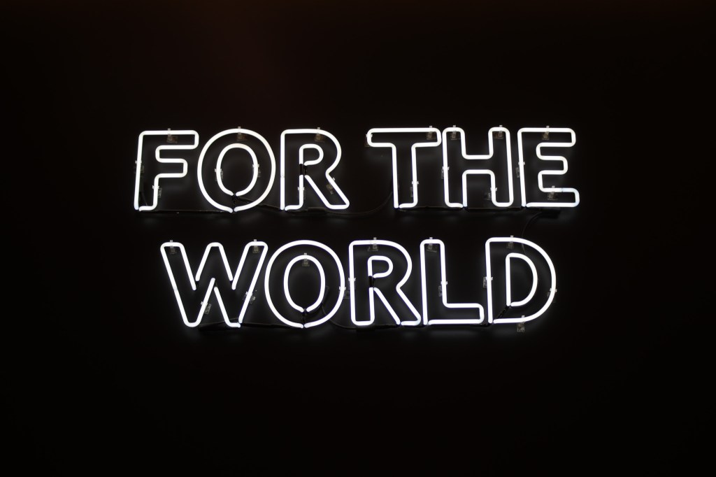 For The World in Black and White Lettering